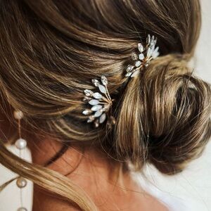 Jay Kay Braids & Bridal Elegant Opal Burst Crystal Hairpins Set of 2 NEW IN BOX!